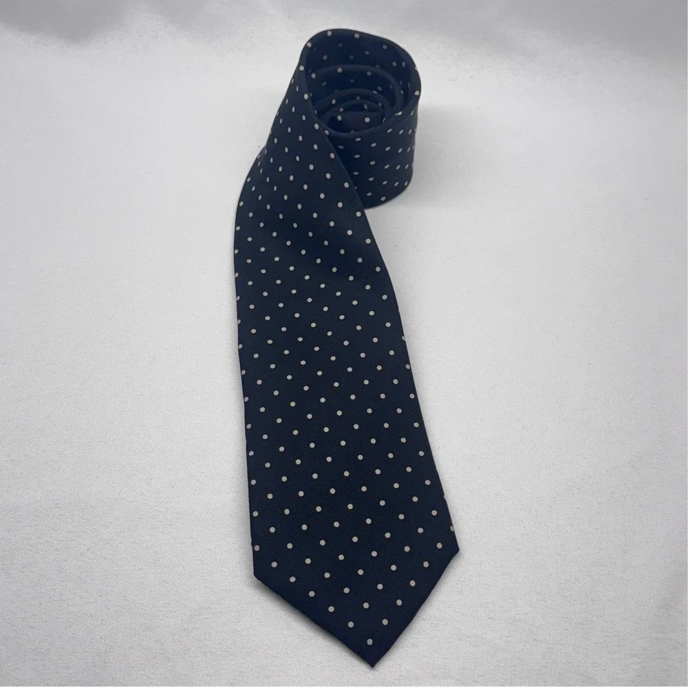 Ralph Lauren Purple Label Tie Men Black Polka Dot Silk Luxury Italian Classic